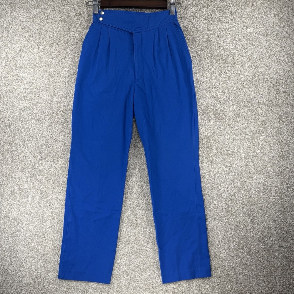 Jean Nicole VTG 80s 90s Bright Blue Pants Sz 3/4 Pleated Western High Waist